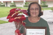 Myrtle Zane with Kuuipo anthuriums